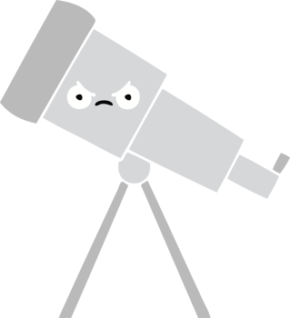 flat color retro cartoon of a telescope png