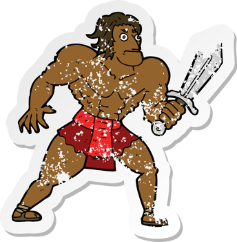 retro distressed sticker of a cartoon fantasy hero man png