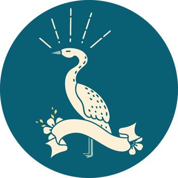 icon of a tattoo style standing stork png