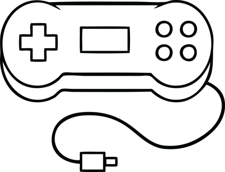 line drawing cartoon of a game controller png