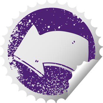 distressed circular peeling sticker quirky symbol arrow png
