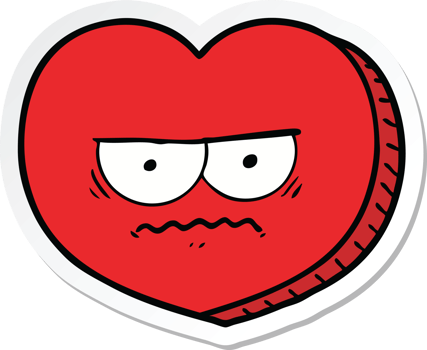 sticker of a cartoon angry heart png