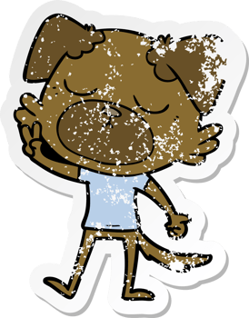 distressed sticker of a cute cartoon dog png