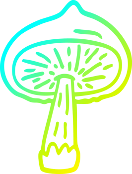 cold gradient line drawing of a cartoon mushroom png