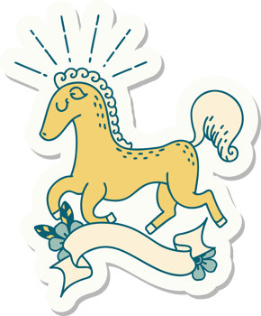 sticker of tattoo style prancing stallion png