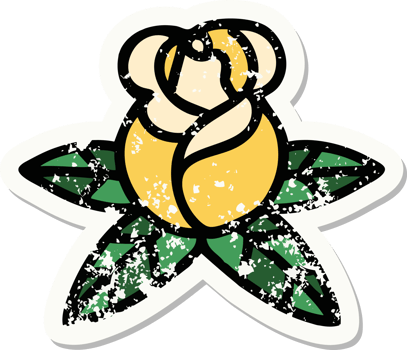 a yellow rose sticker with green leaves png