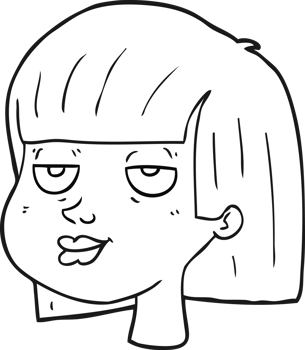 black and white cartoon female face png