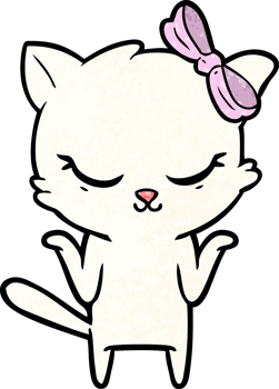cute cartoon cat with bow drawing png