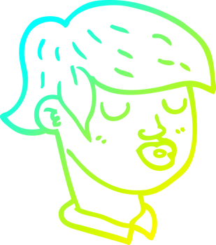 cold gradient line drawing cartoon of boys face png