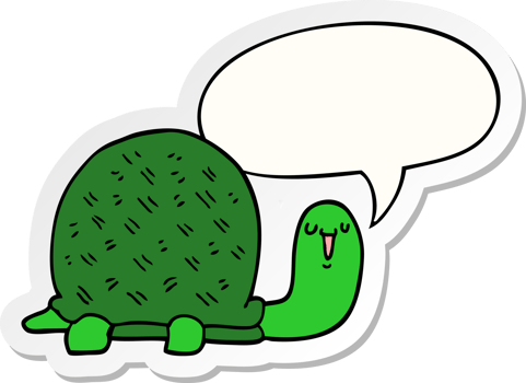 cute cartoon turtle and speech bubble sticker png