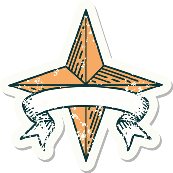 grunge sticker with banner of a star png