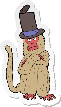 sticker of a cartoon monkey wearing hat png