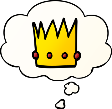 cartoon crown and thought bubble in smooth gradient style png