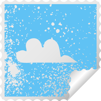 distressed square peeling sticker symbol cloud png