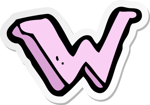 sticker of a cartoon letter W png