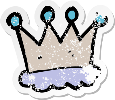 retro distressed sticker of a cartoon crown symbol png