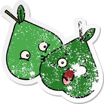 distressed sticker of a cute cartoon pears png