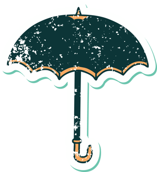 distressed sticker tattoo style icon of an umbrella png