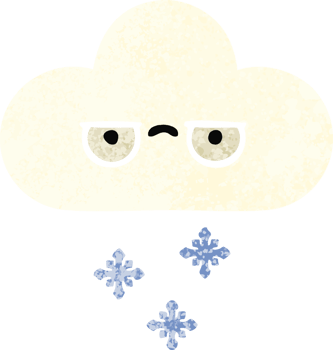 retro illustration style cartoon snow cloud png