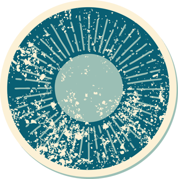 distressed sticker tattoo style icon of a sun png