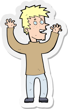 sticker of a cartoon excited man png