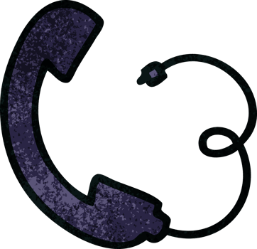 retro grunge texture cartoon telephone handset png