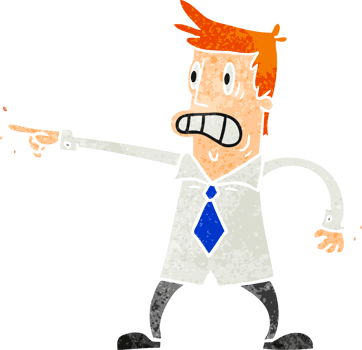 retro cartoon doodle man pointing looking worried png