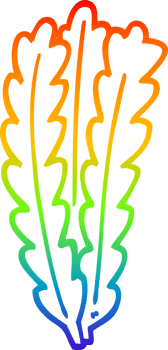 rainbow gradient line drawing cartoon green leaves png