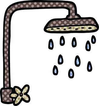 comic book style cartoon shower head png