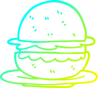 cold gradient line drawing cartoon burger png