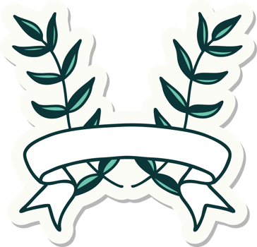 tattoo sticker with banner of laurel png
