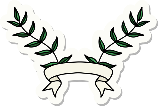 tattoo sticker with banner of leaves png