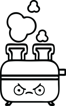 line drawing cartoon of a toaster png
