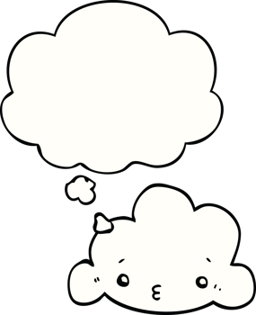 cute cartoon cloud and thought bubble png