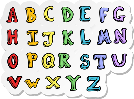 sticker of a cartoon alphabet png