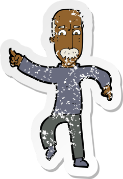 retro distressed sticker of a cartoon angry old man png