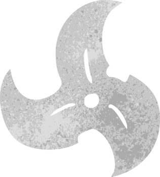 retro cartoon doodle of a single ninja throwing star png