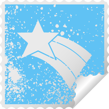 distressed square peeling sticker symbol shooting rainbow star png