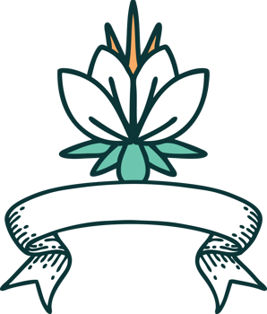 tattoo with banner of a water lily png