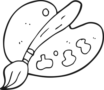 black and white cartoon artist palette png
