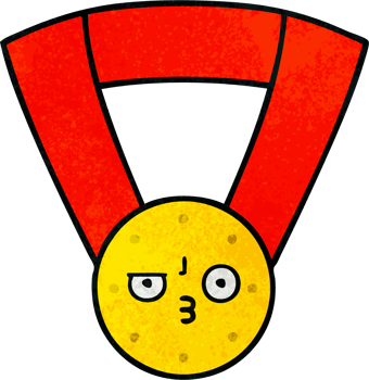 retro grunge texture cartoon gold medal png
