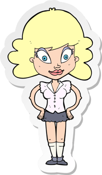 sticker of a cartoon pretty woman png