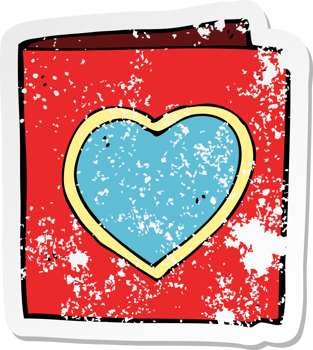 retro distressed sticker of a cartoon love heart card png