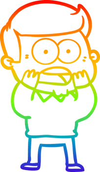 rainbow gradient line drawing cartoon shocked man png