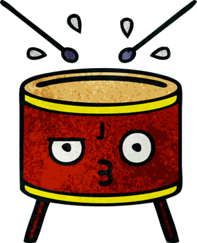 retro grunge texture cartoon drum png