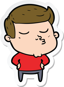 sticker of a cartoon model guy pouting png
