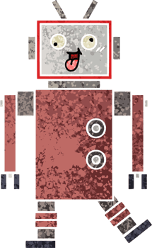 retro illustration style cartoon of a robot png