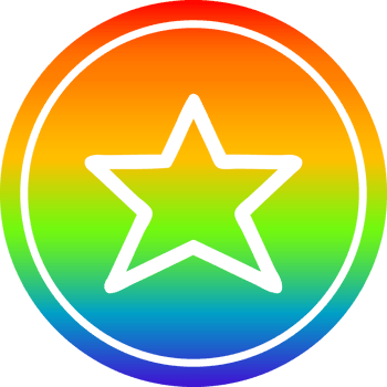 star shape circular icon with rainbow gradient finish png