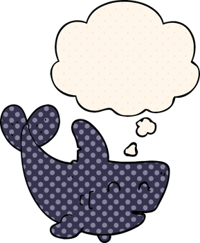 cartoon shark with thought bubble in comic book style png