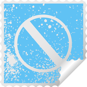 distressed square peeling sticker symbol of a not allowed sign png